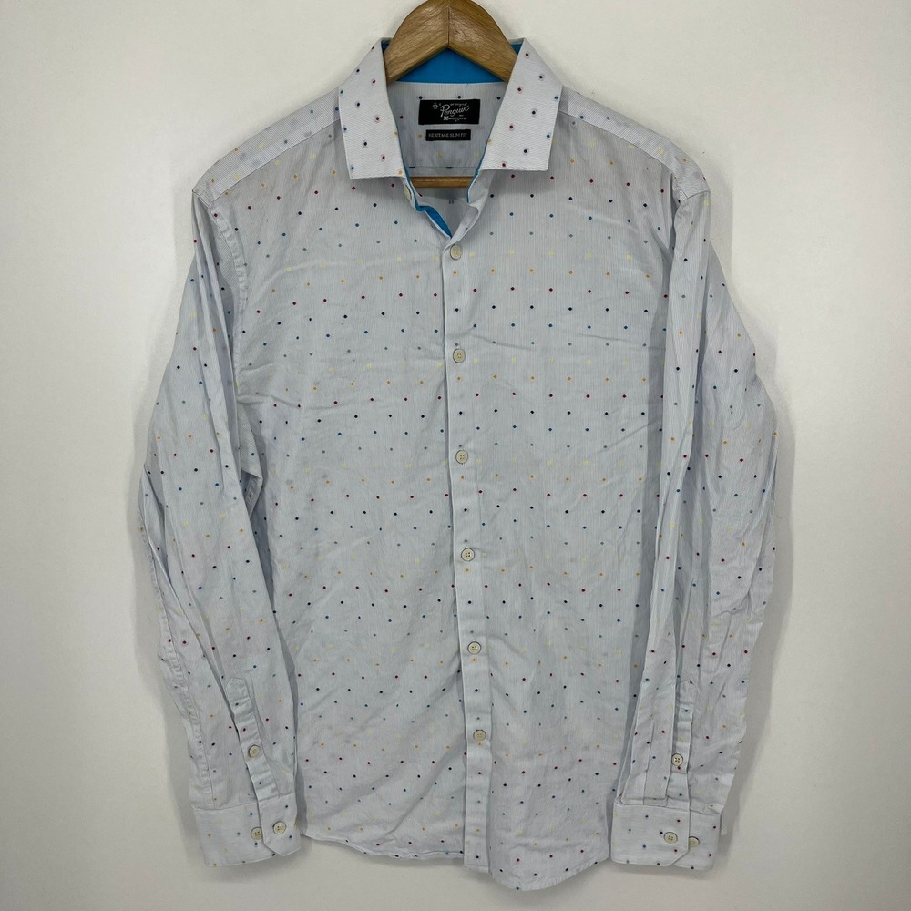 Original Penguin Mens Heritage Slim Fit Polka Dot Micro Stripe Shirt 15.5 34/35